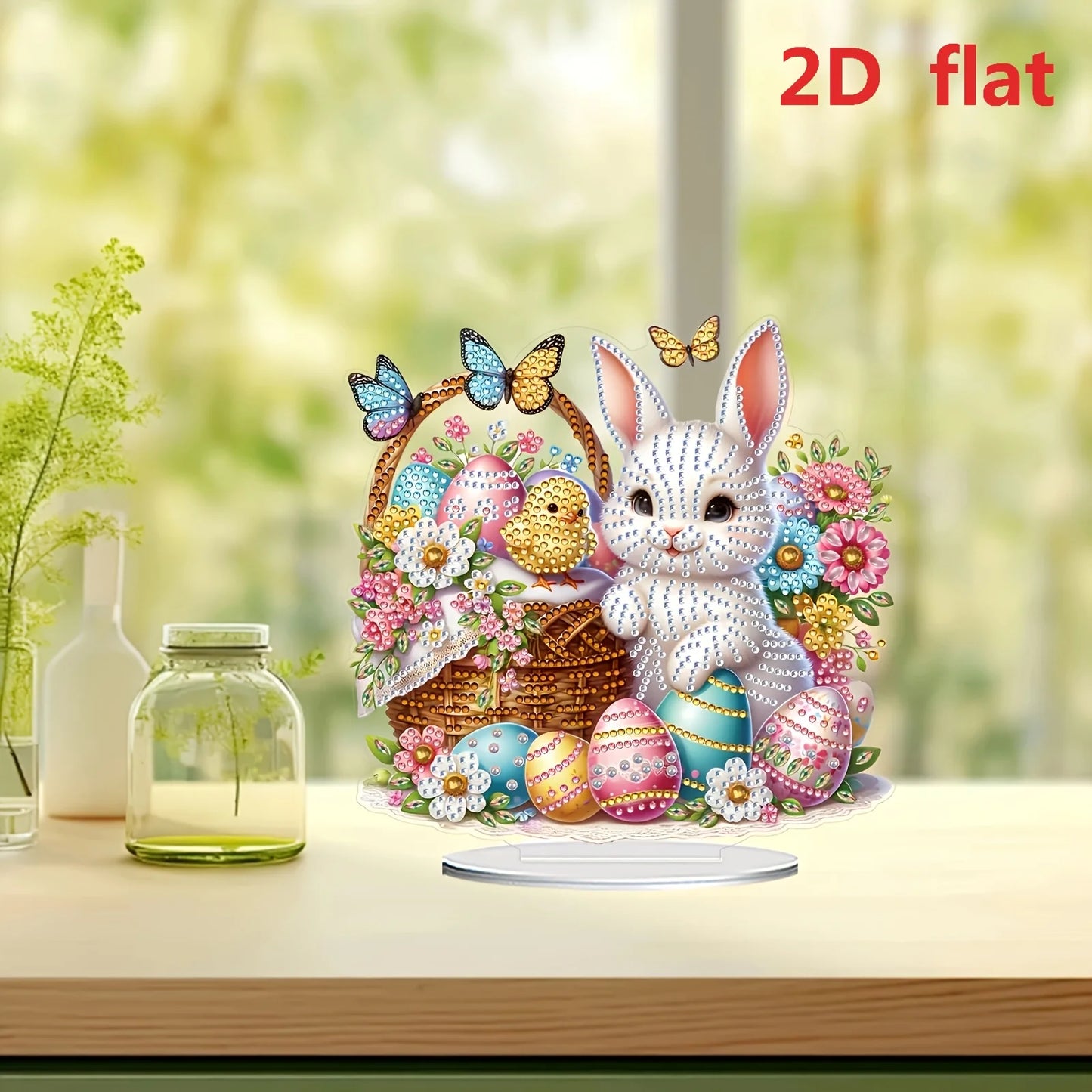 Diamond Painting Tafelornament Paashaas met Mand en Eieren