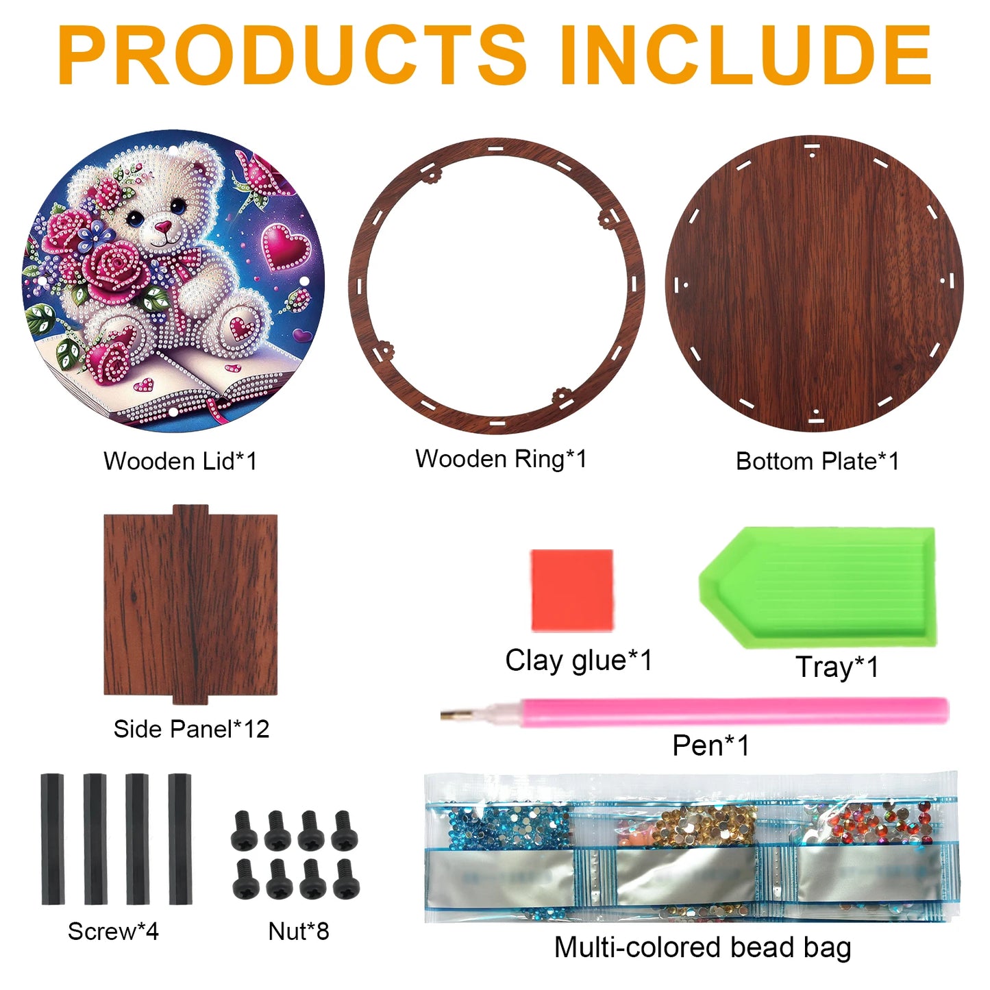 Diamond Painting Houten Ronde Opbergdoos – Creatieve Organizer voor Huisdecoratie
