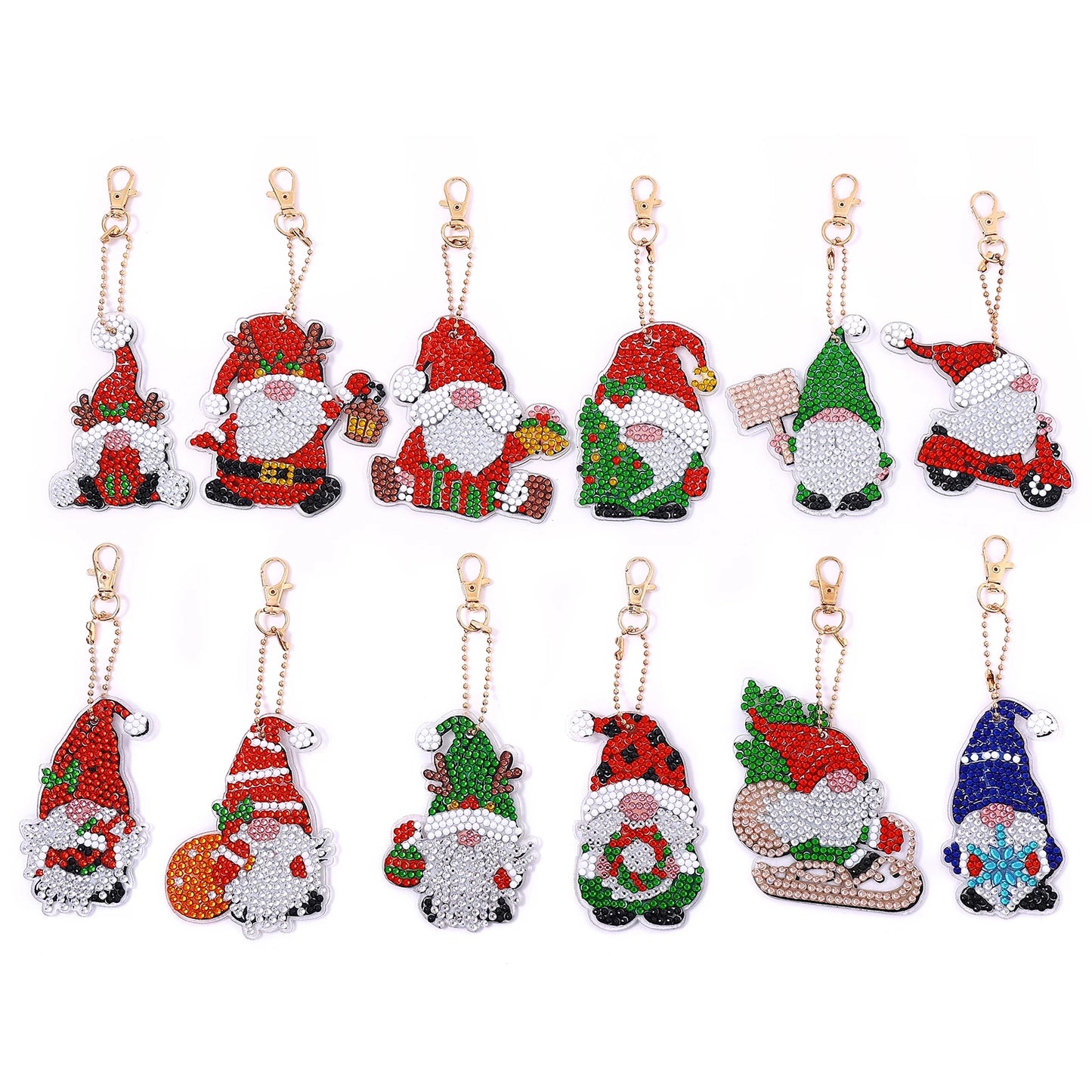 Diamond Painting Kerst Sleutelhanger set Sneeuwvlokken 12 stuks - YSK124