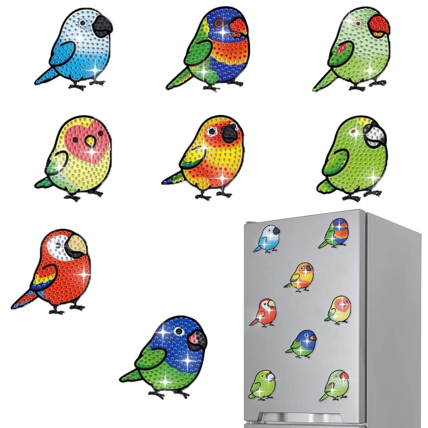 Diamond Painting Magneten - Set van 8 Dieren voor Koelkast