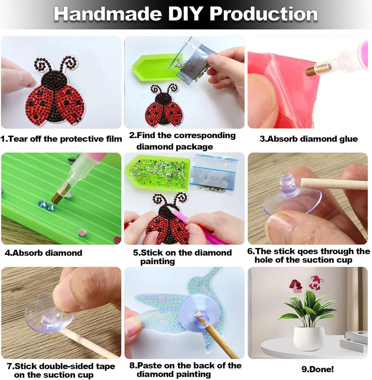 Diamond Painting Plantenstekers Acryl Bloemen voor Potten