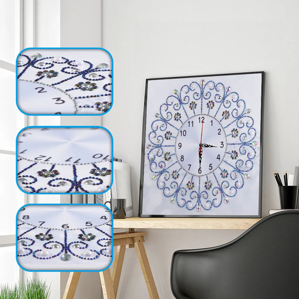 Diamond Painting Klok op canvas en uurwerk voor creatieve wanddecoratie