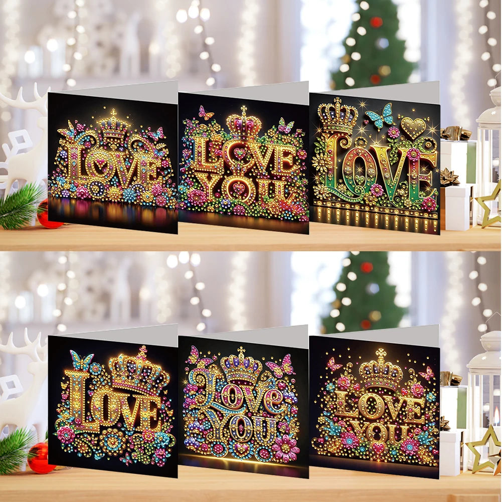 Diamond Painting Wenskaarten set – Creatieve kaarten met steentjes 6 stuks