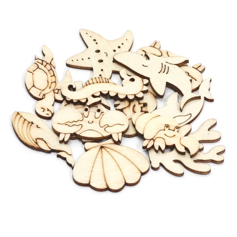 Houten figuur om zelf te kleuren/schilderen – Zee dieren set 20 stuks