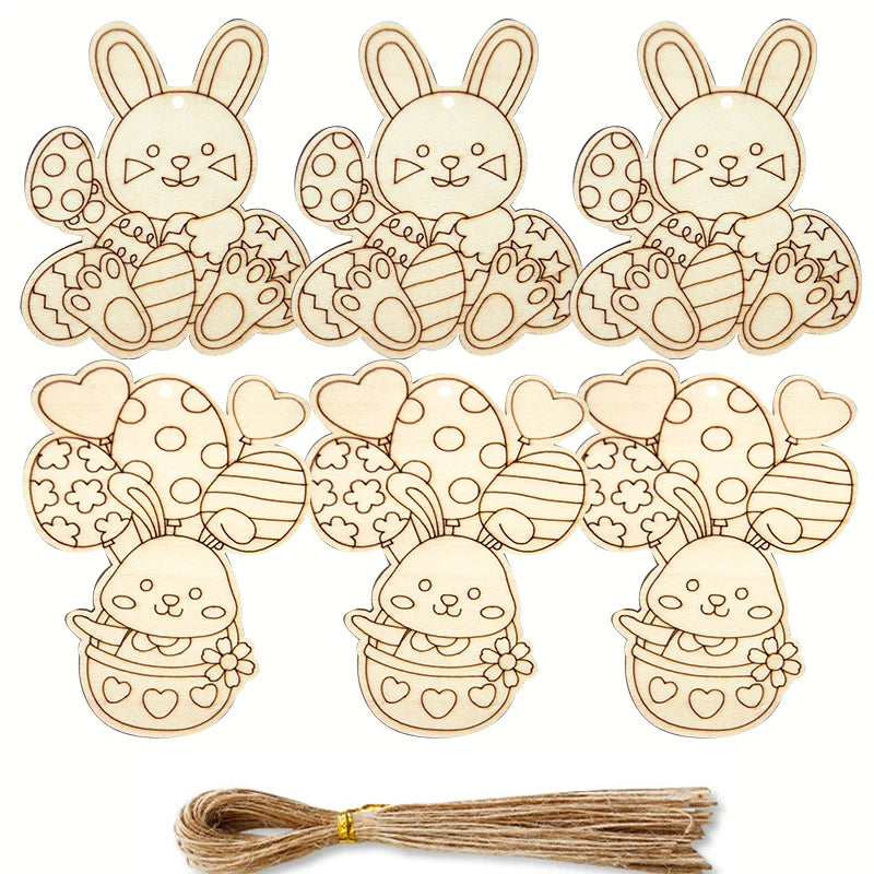 Houten Paas figuren om zelf te kleuren/schilderen – Konijn Hangers
