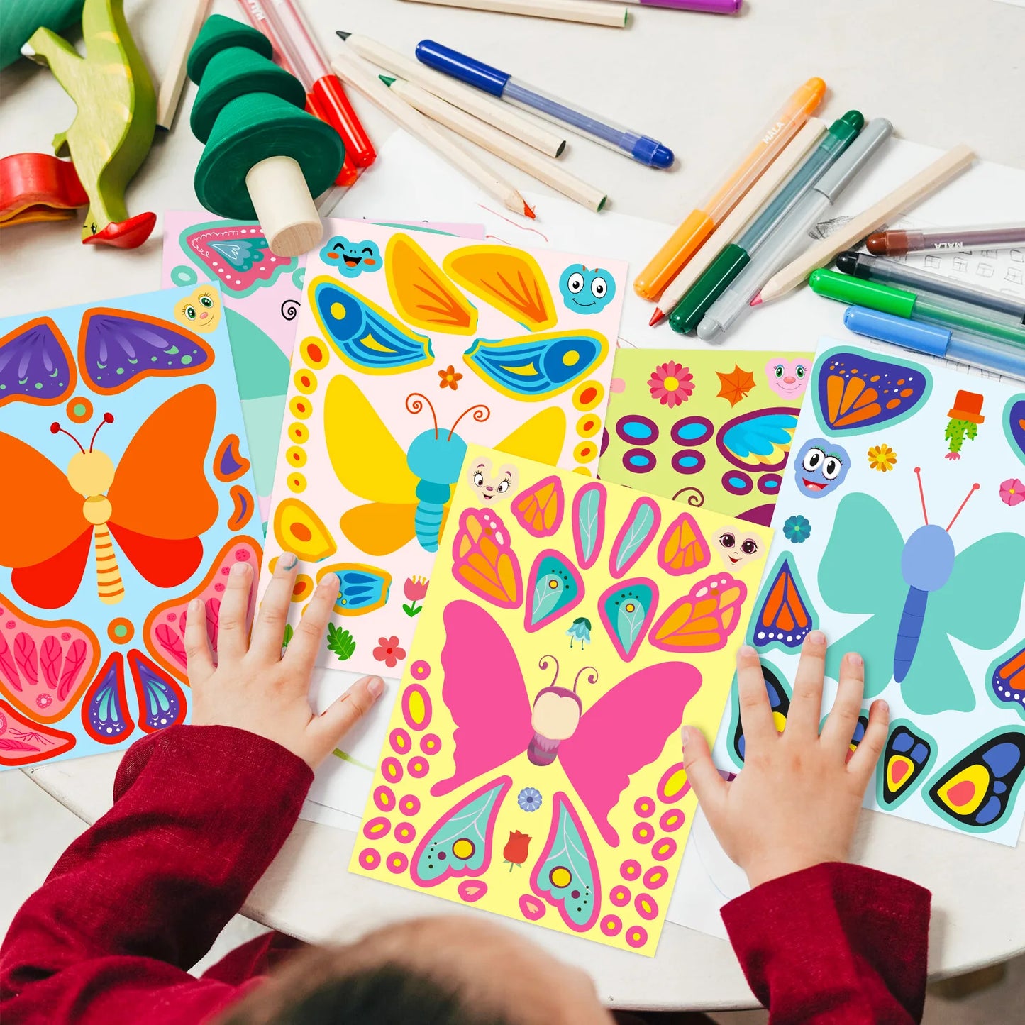 Sticker pret voor kinderen – Creatieve puzzelstickers vlinders