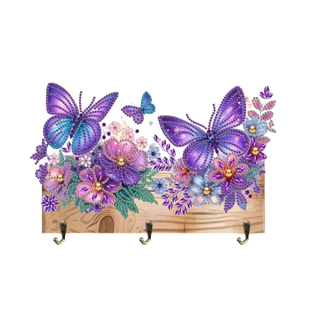 Diamond Painting Kapstok/Sleutelrek met Dierenprint en 3 Haken