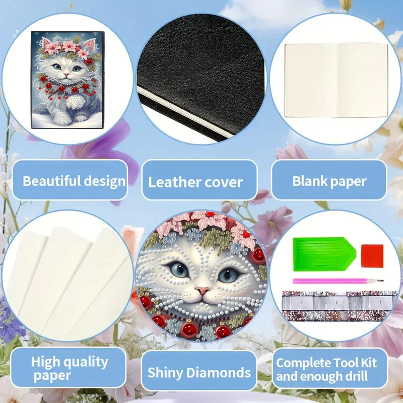 Diamond Painting Notitieboekje Katten PU Leer Kristal Design