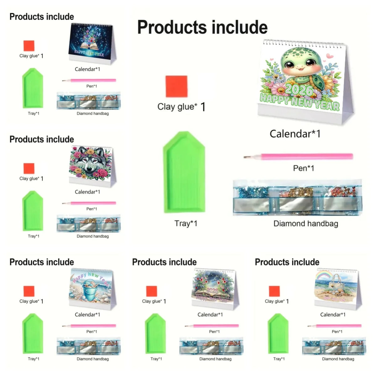 Diamond Painting Kalender met Dieren en Bloemen – 13 Pagina’s Bureaukalender