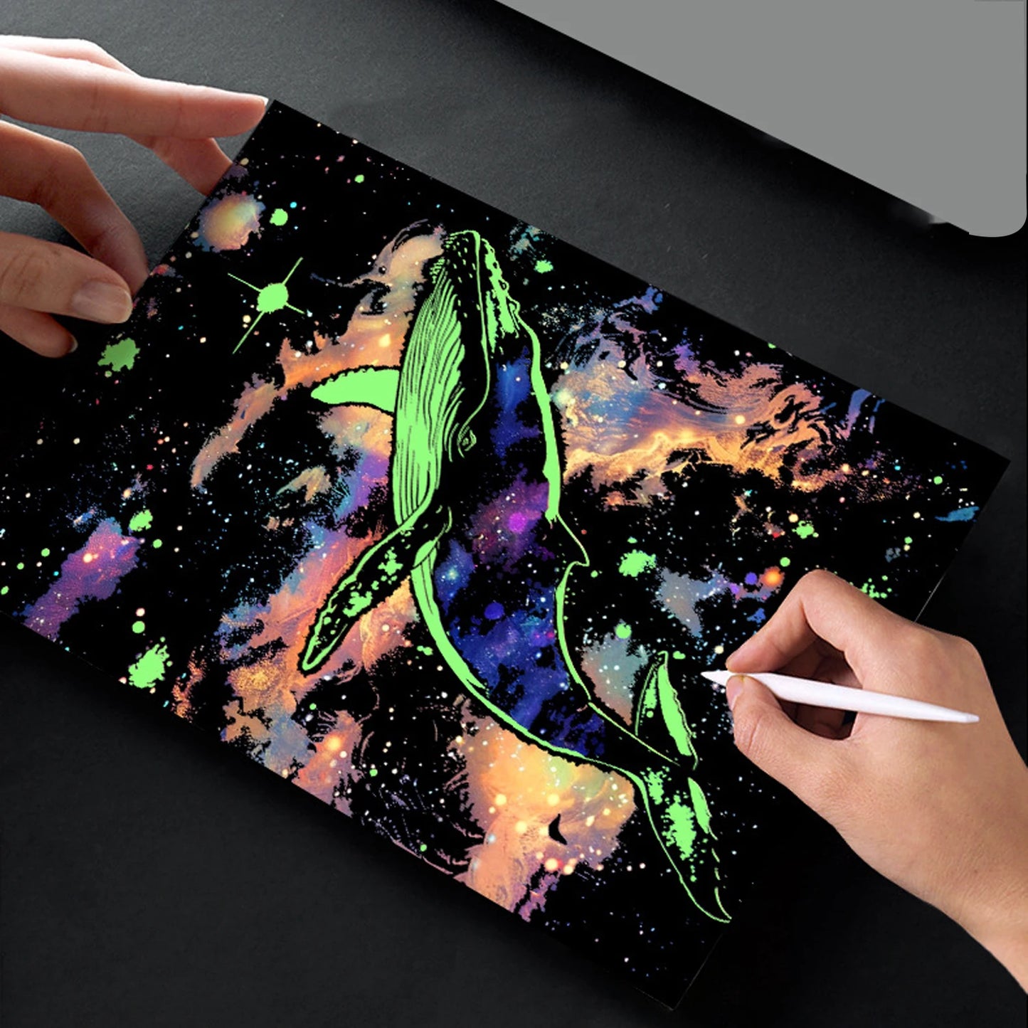 Krastekening set 4 stuks met lichtgevend effect voor volwassenen