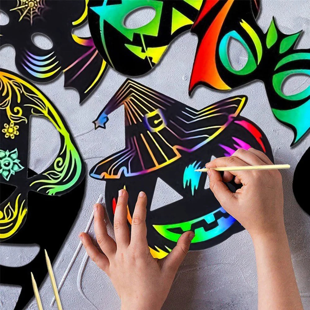Krastekening Halloween Masker Set 6 Stuks Creatief Knutsel Pakket