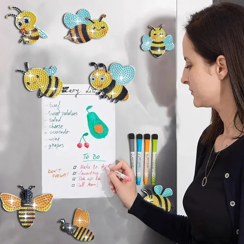 Diamond Painting Magneten – Bijen set voor koelkast en wijnkast