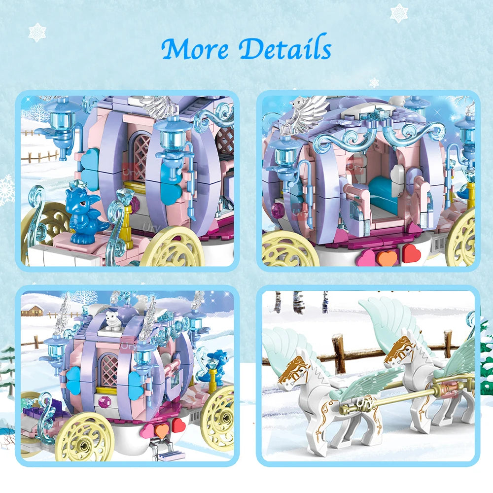 Bouwpakket Koninklijke Paardenkoets met Prinses en Rozen – Luxe Speelset