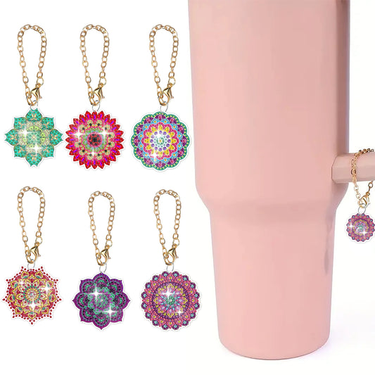 Diamond Painting Sleutelhanger set Mandala Acryl Hangers 6 Stuks