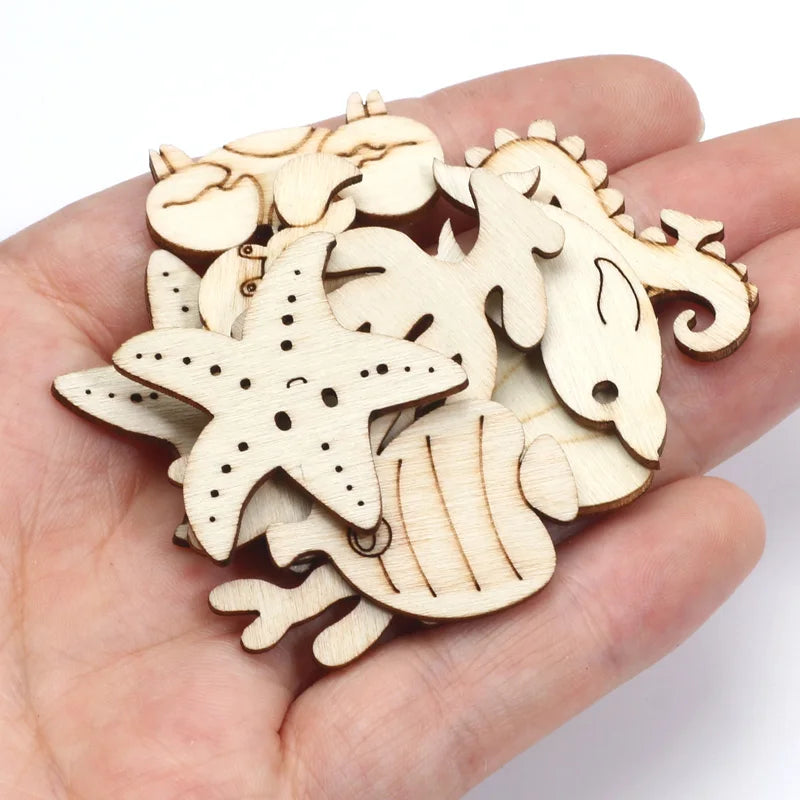 Houten figuur om zelf te kleuren/schilderen – Zee dieren set 20 stuks