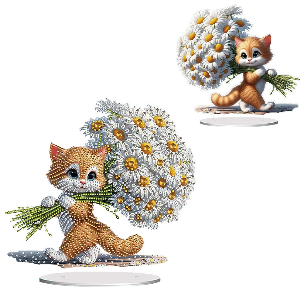 Diamond Painting Tafelornament Dieren Acryl Bureau Decoratie - Kat