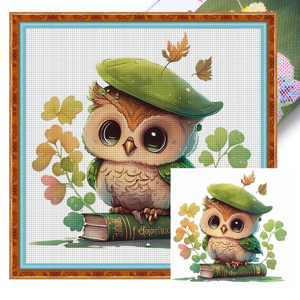Borduurpakket dieren serie 20x20 cm met voorgedrukte canvas en katoendraad