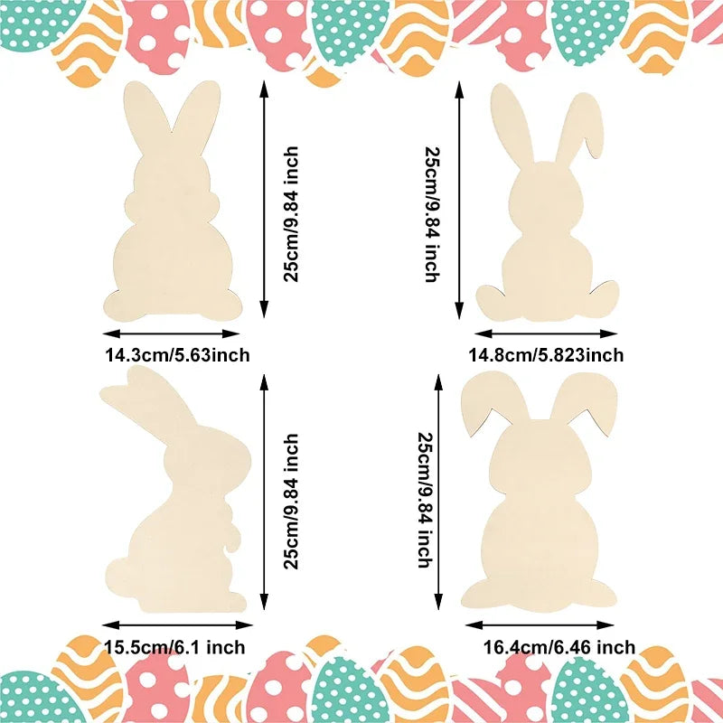 Houten Paas figuren om zelf te kleuren/schilderen Groot Konijn van Onbewerkt Hout