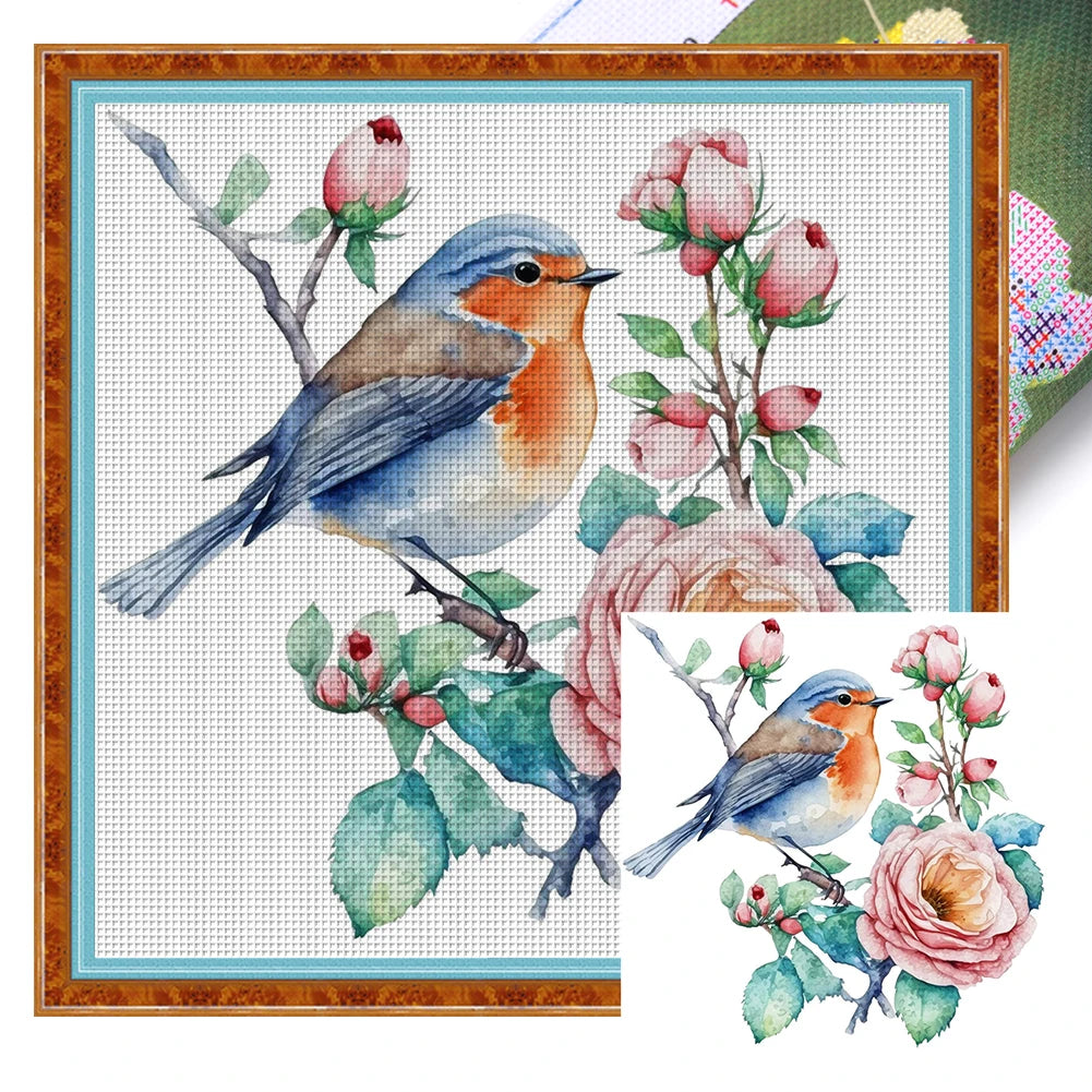 Borduurpakket dieren serie 20x20 cm met voorgedrukte canvas en katoendraad