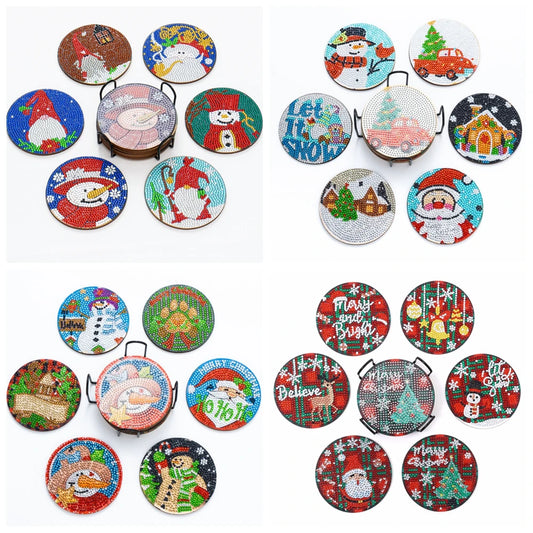 Diamond Painting Kerst Onderzetters met Houder – Creatief en Uniek Cadeau
