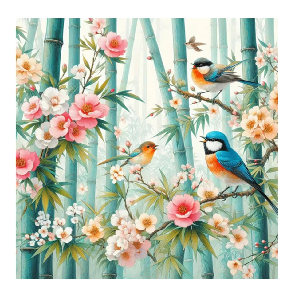 AB Diamond Painting met AB en Fairy dust steentjes Bos & Vogel