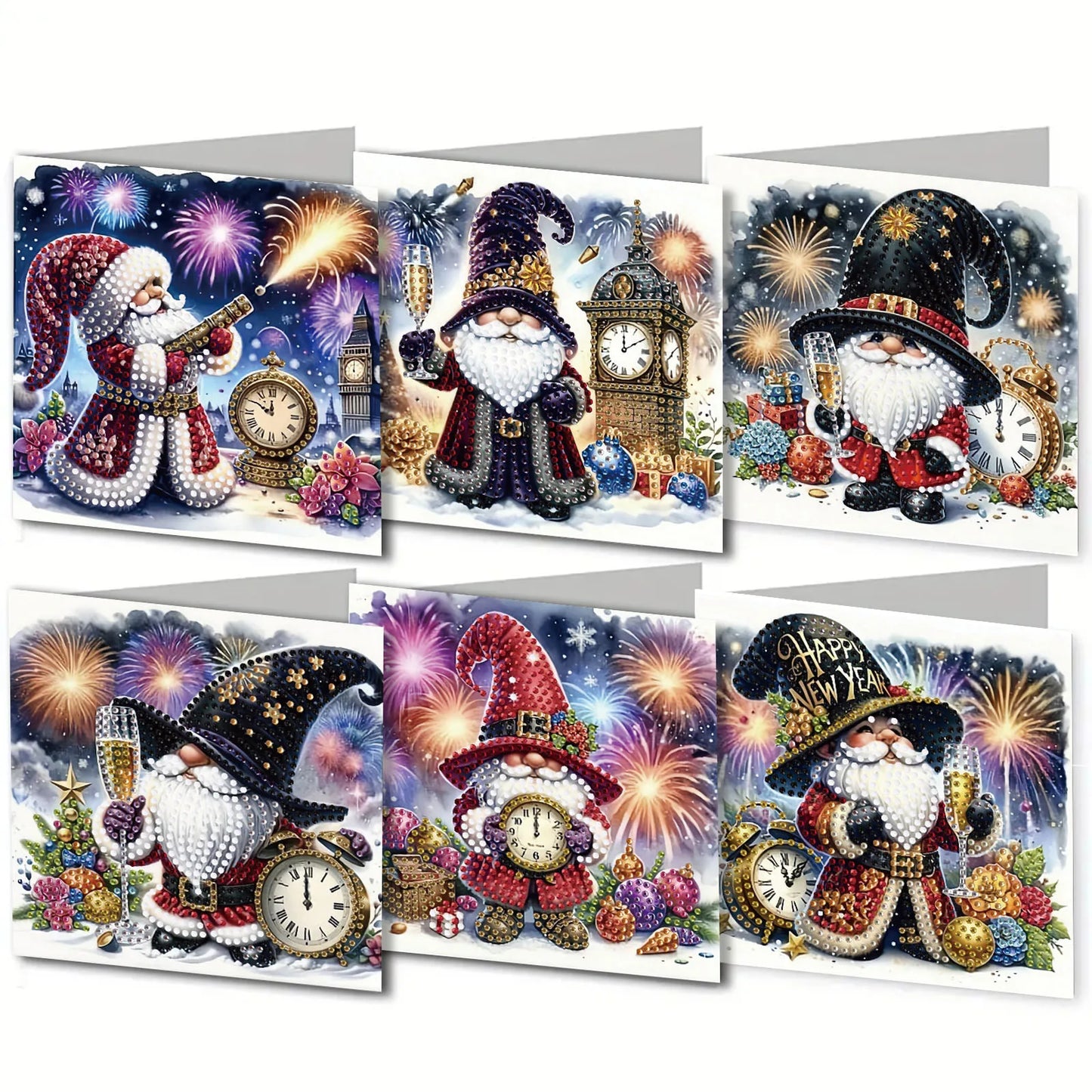 Diamond Painting Kerstkaarten set 6 stuks voor kerst en nieuwjaar