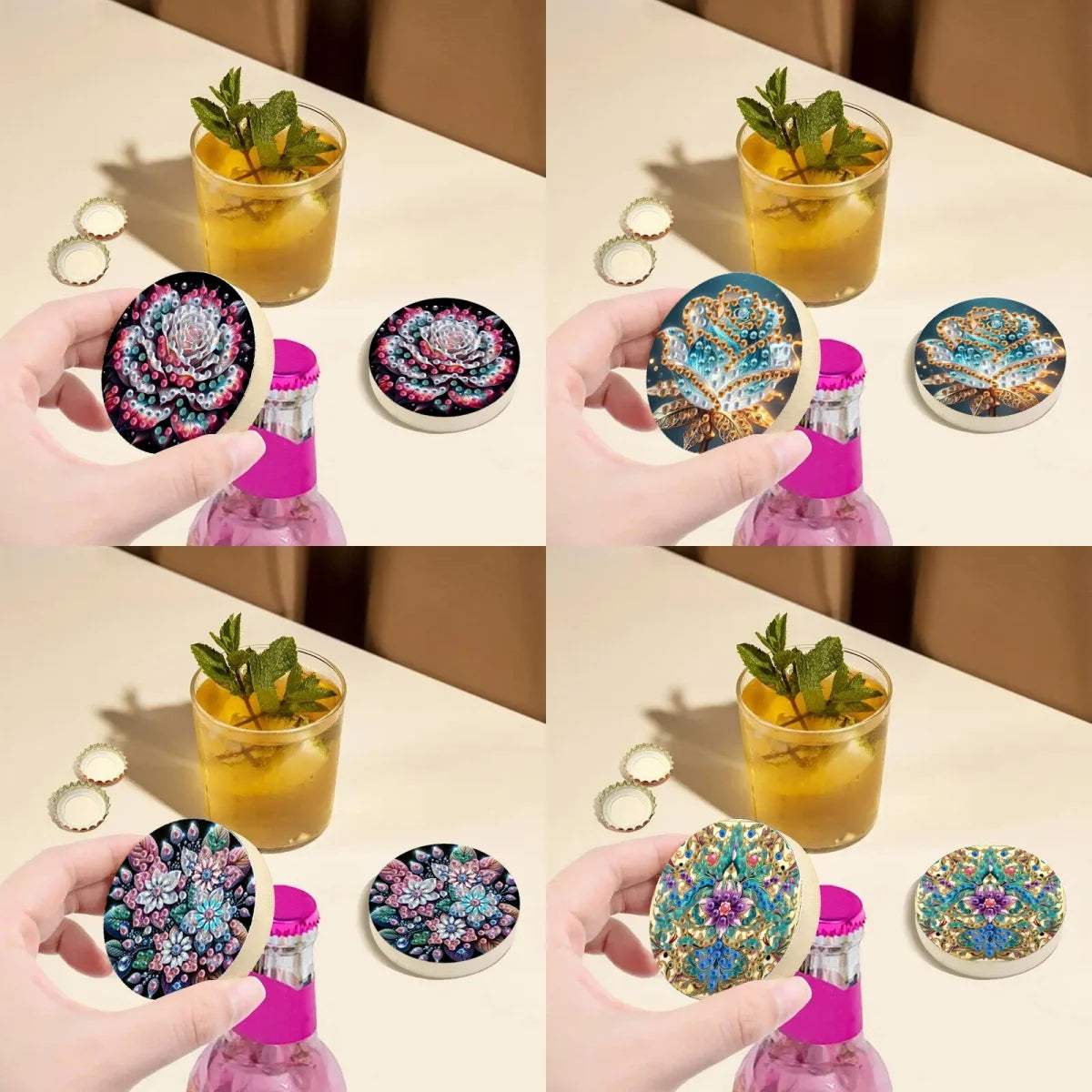 Diamond Painting Flesopener Houten Rond Bieropener Decoratief