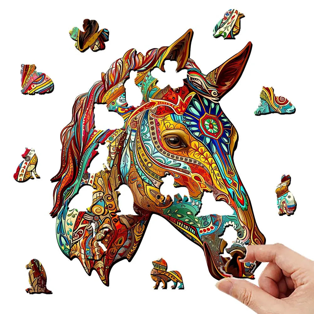 Houten figuren puzzel paard – uniek design in geschenkdoos