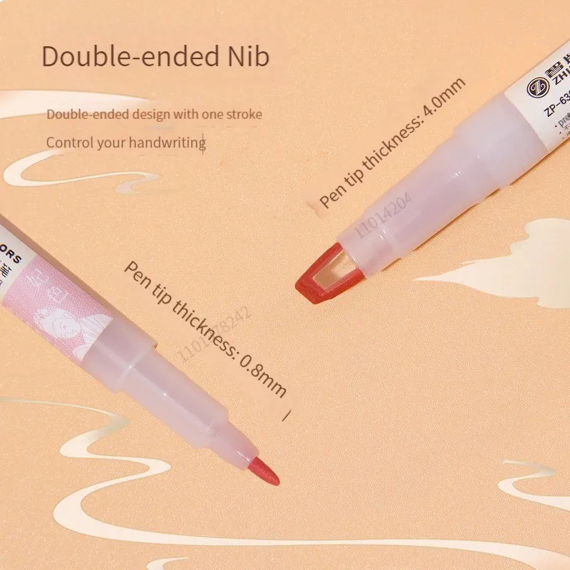 Stiften set 5 stuks met dubbele punt in zachte pastelkleuren