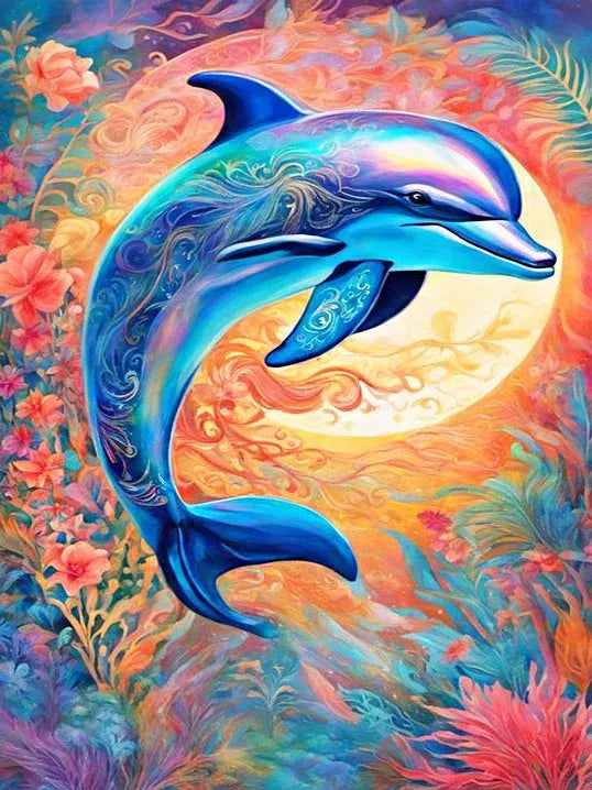 Diamond Painting Dieren - Kleurrijk Dier 30x40 cm Rond - Dolfijn