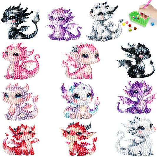 Diamond Painting Sticker set - Draken Mozaïek Stickers (12 stuks)