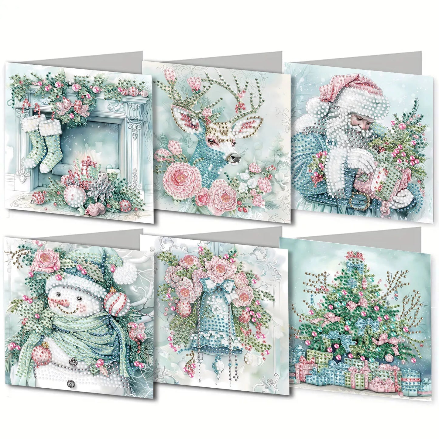 Diamond Painting Kerstkaarten set - 6 stuks feestelijke wenskaarten maken