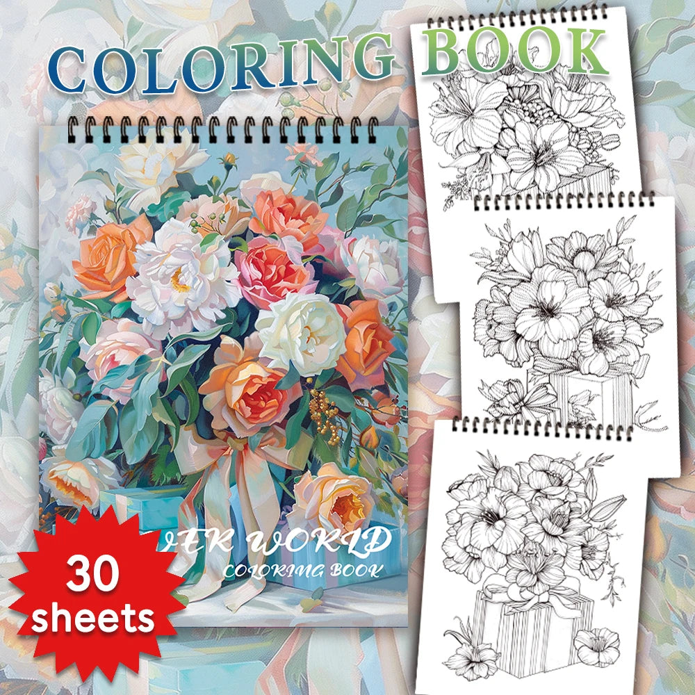 Kleurboek voor volwassenen en tieners – 30 bladen premium dik papier, ontspannend tekenplezier