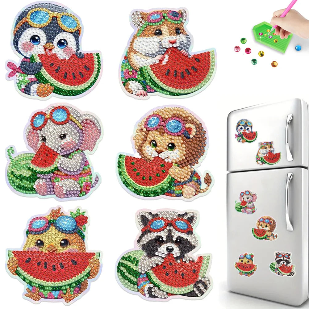 Diamond Painting Magneten - Set van 6 Dieren Magneten voor Koelkast en Decoratie