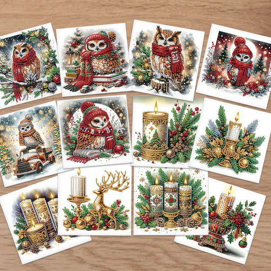 Diamond Painting Kerstkaarten creatieve set 12 stuks voor volwassenen