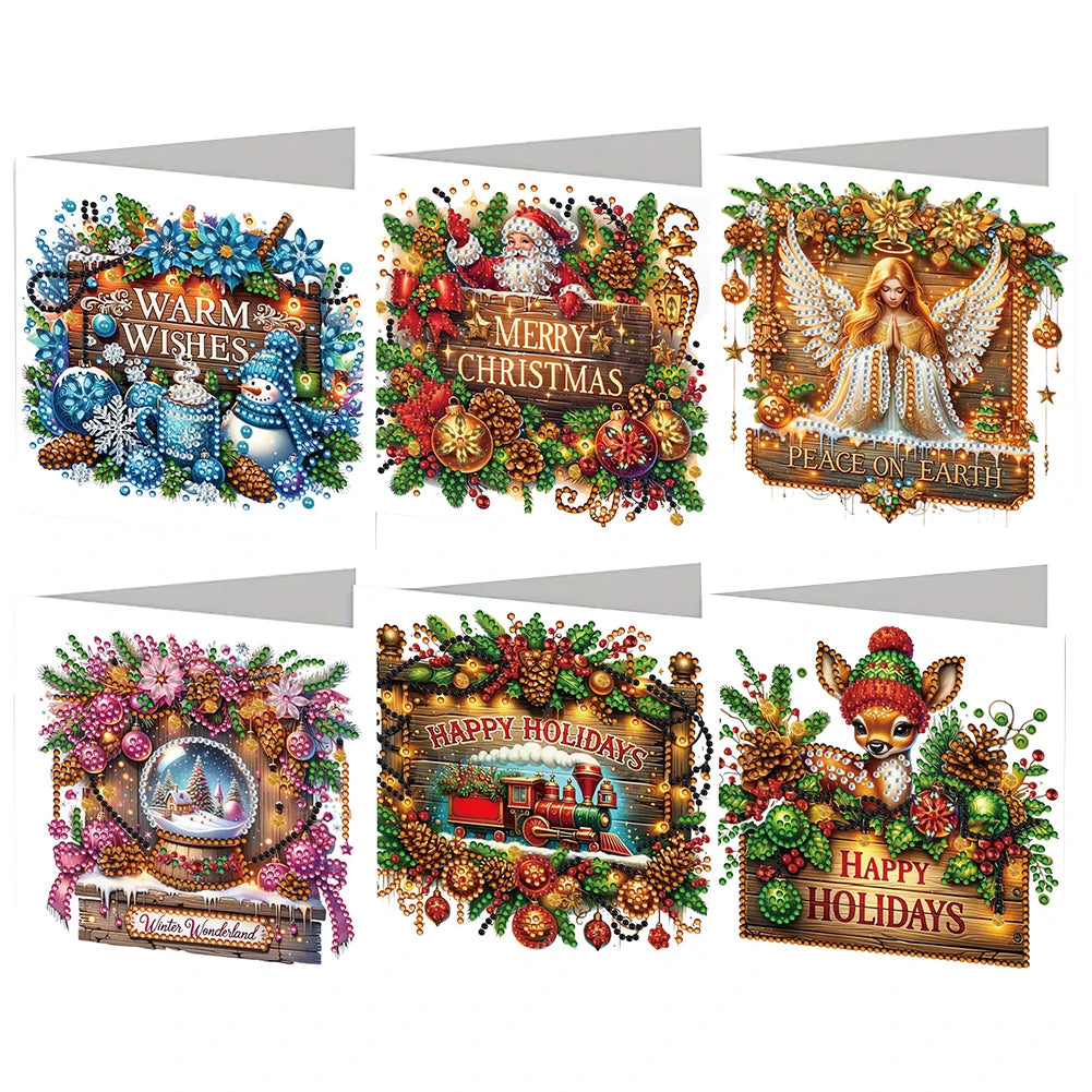 Diamond Painting Kerstkaarten set 6 stuks - Wishes Wenskaarten