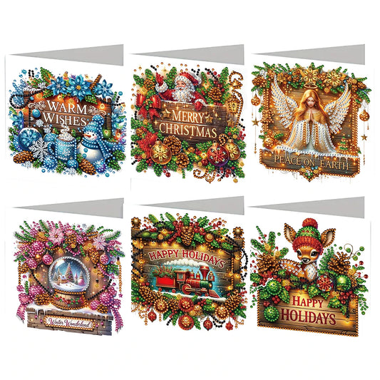 Diamond Painting Kerstkaarten set 6 stuks - Wishes Wenskaarten