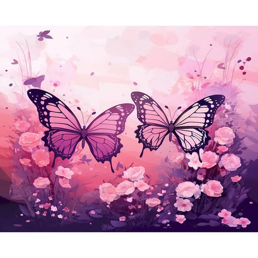 Schilderen op nummer Dieren - Vlinder met Kleurrijke Bloemen - 9965243