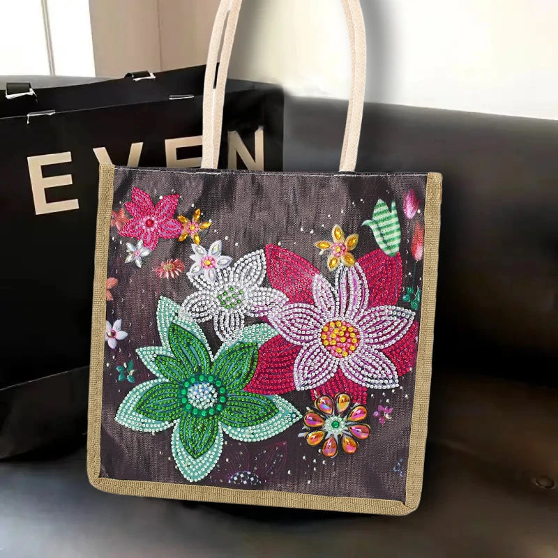 Diamond Painting Tas Hartpatroon Canvas Shopper met Steentjes