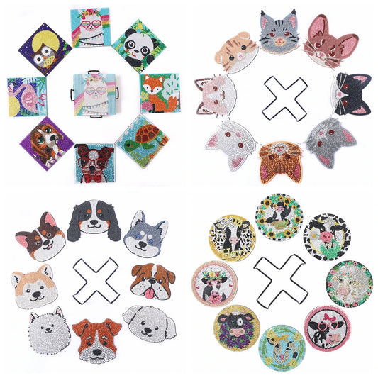 Diamond Painting Onderzetters Koeien, honden of katten met Houder