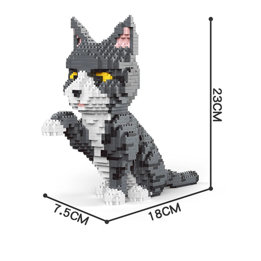 Bouwpakket Schattige Kat – Mini Model Blokken voor Liefhebbers - Grijs