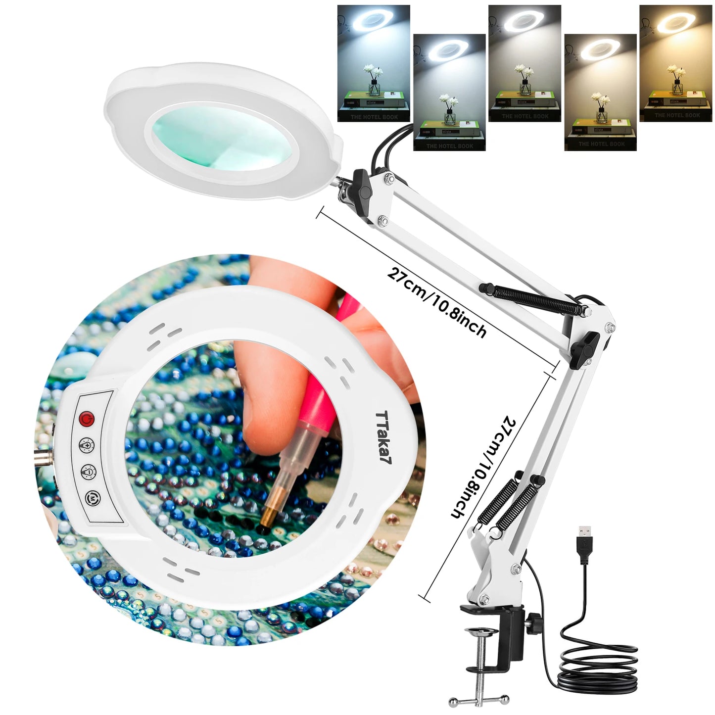 Diamond Painting Loeplamp 72 LED 8x/10x Vergroting USB met 3 Lichtkleuren