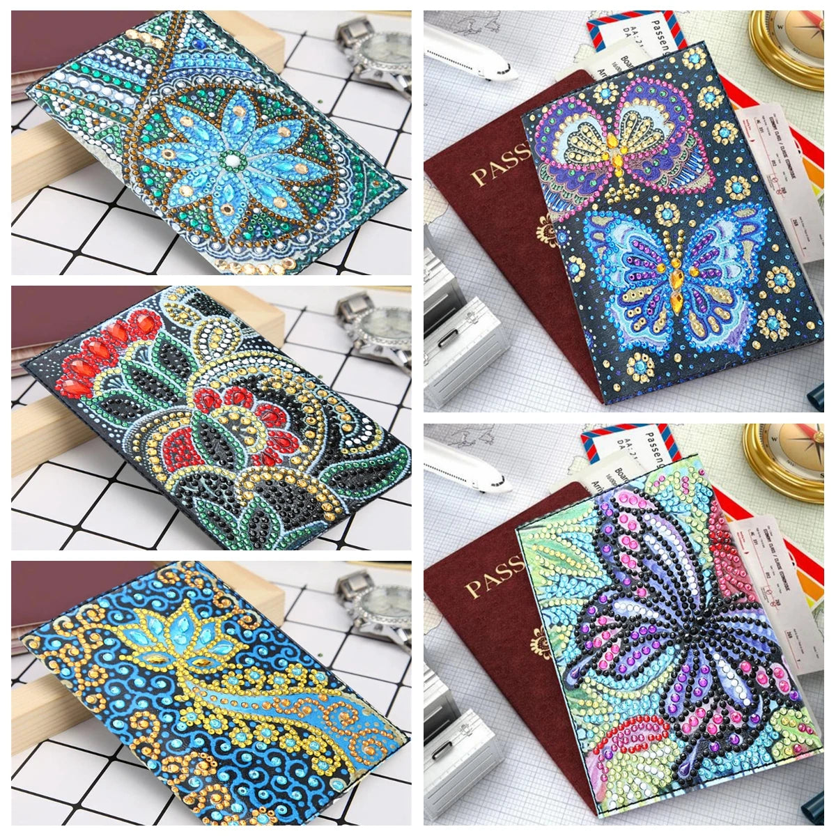 Diamond Painting Paspoort mapje Mandala PU leer beschermhoes