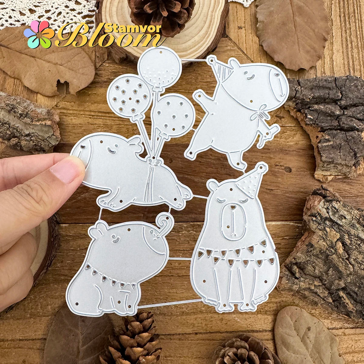 Snijmallen set Capibara Verjaardag Feest Decoratie Embossing Stencil