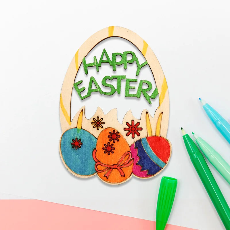 Houten figuur om zelf te schilderen/kleuren – 10/20/50 stuks paashanger set