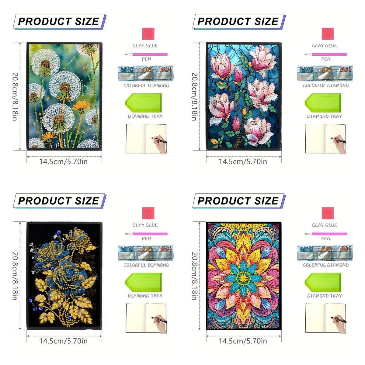 Diamond Painting Notitieboekje met Bloemen PU Leer Cadeau