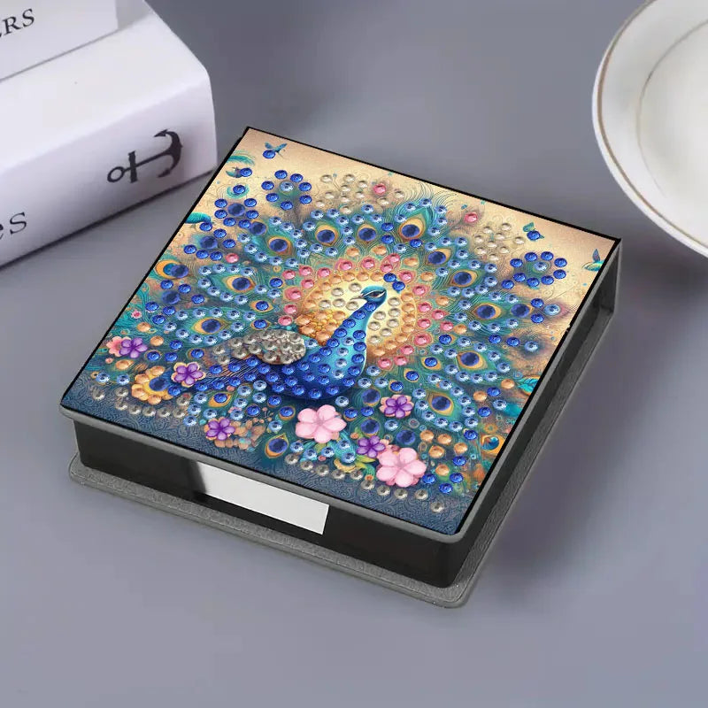 Diamond Painting opbergdoos met onder anderen pauwdesign – stijlvol en praktisch