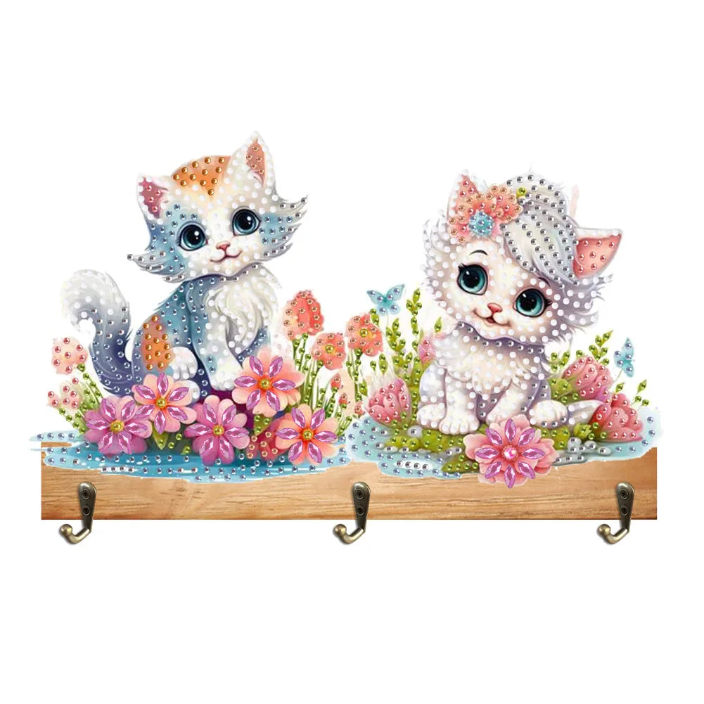 Diamond Painting Kapstok/Sleutelrek met Dieren Design Wandrek