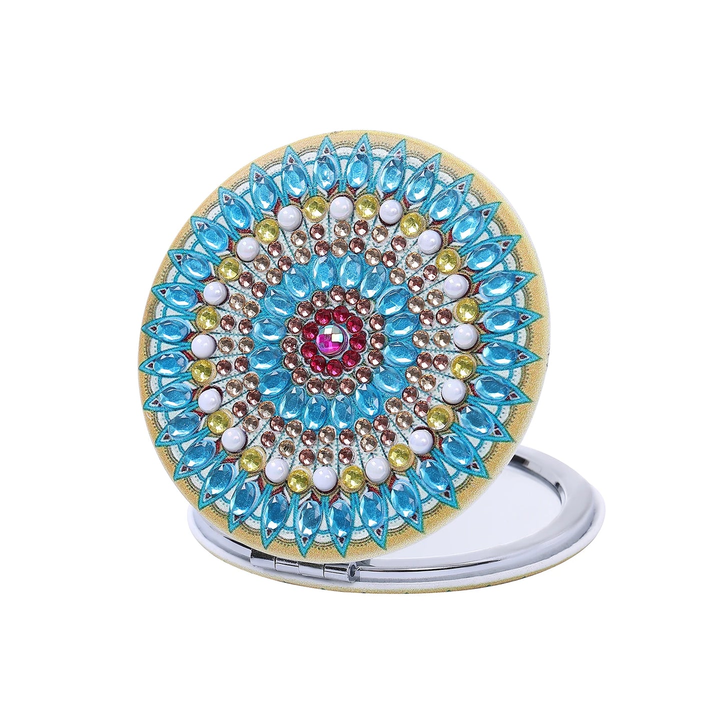 Diamond Painting Spiegel Bloemen Patroon Makeup Spiegel PU Leer Cadeau