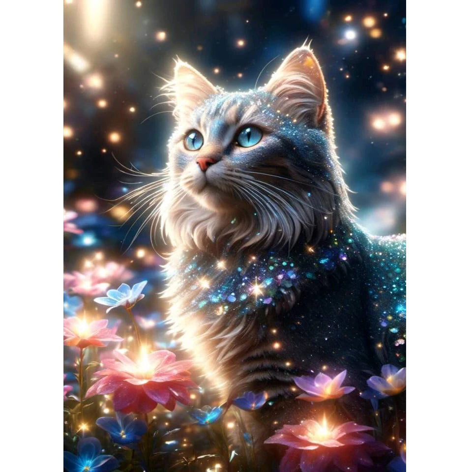 AB Diamond Painting met AB en Fairy dust steentjes Kat